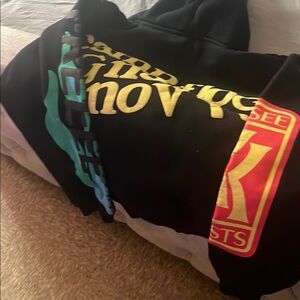 Black Hoodie with Colorful Graphic Text